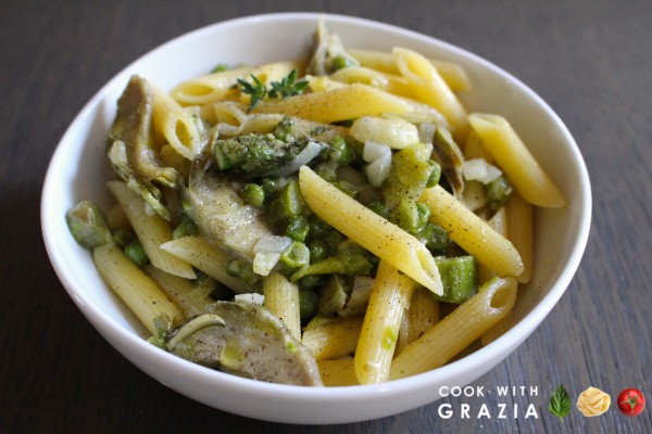 spring vegetables pasta