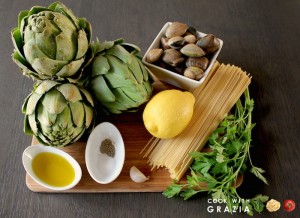 ingredienti pasta carciofi vongole