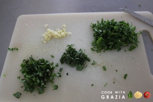 mince garlic herbs